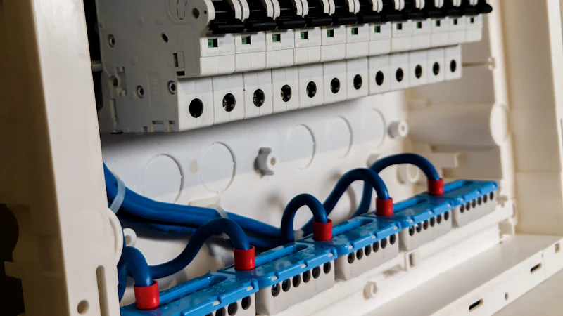Cuadro eléctrico con interruptores automáticos blancos