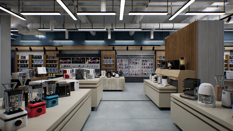 Tienda de electrodomésticos con aparatos de cocina expuestos