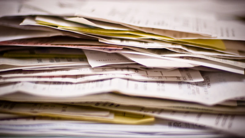 Primer plano de un montón de papeles y documentos